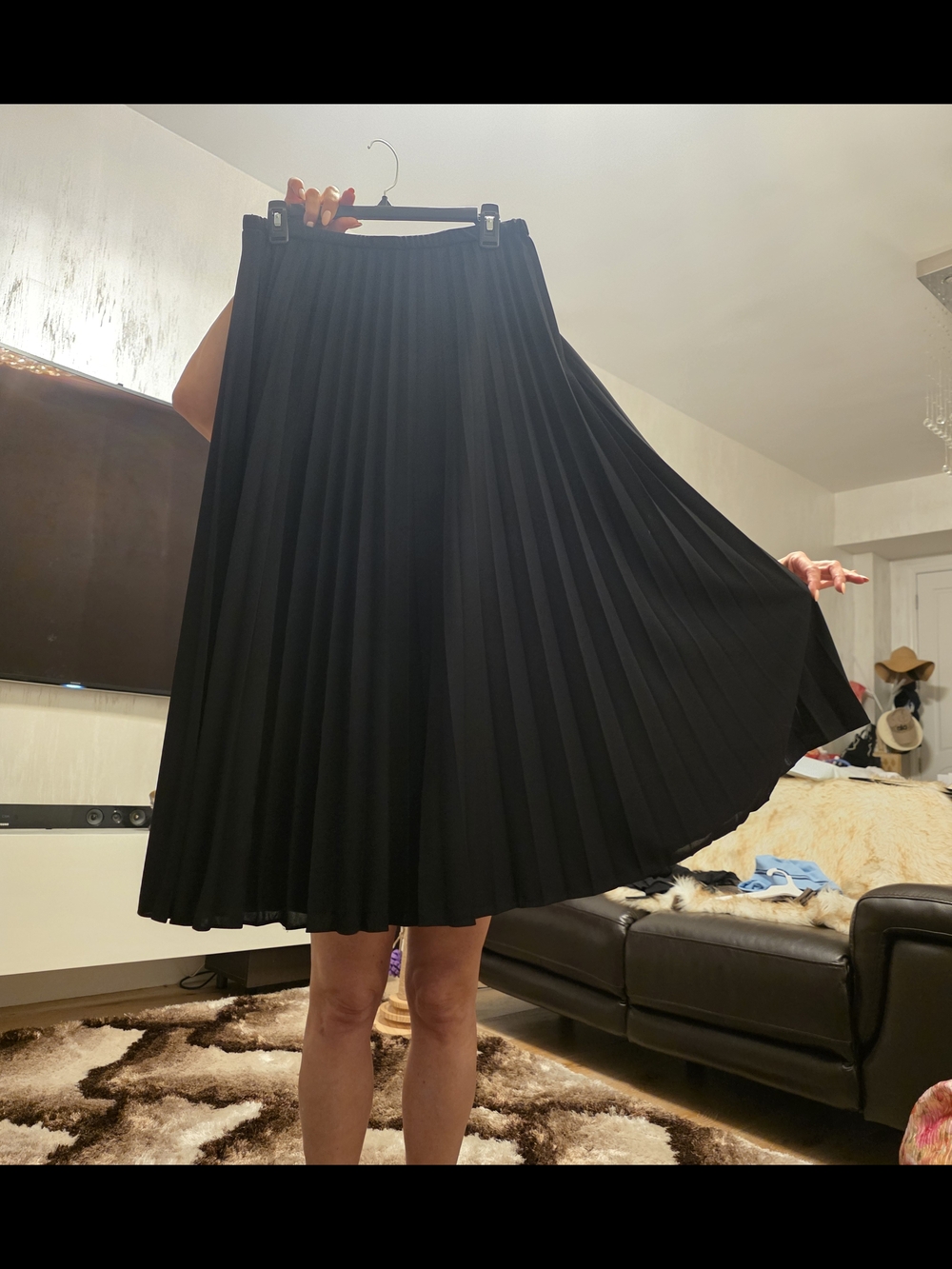 Cache Black Pleated Skater Circle Skirt